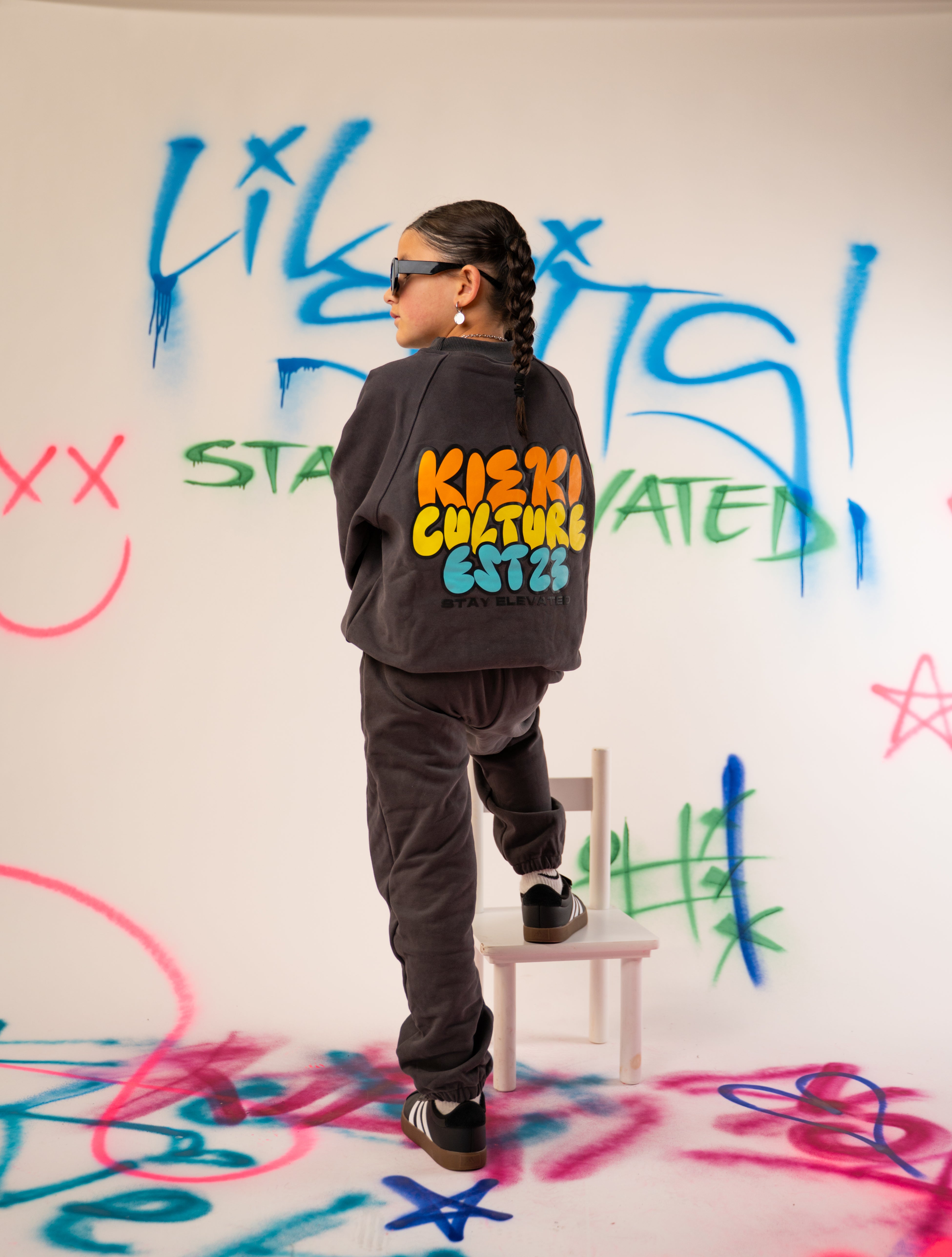 KIDS CHARCOAL GREY CREW SET
