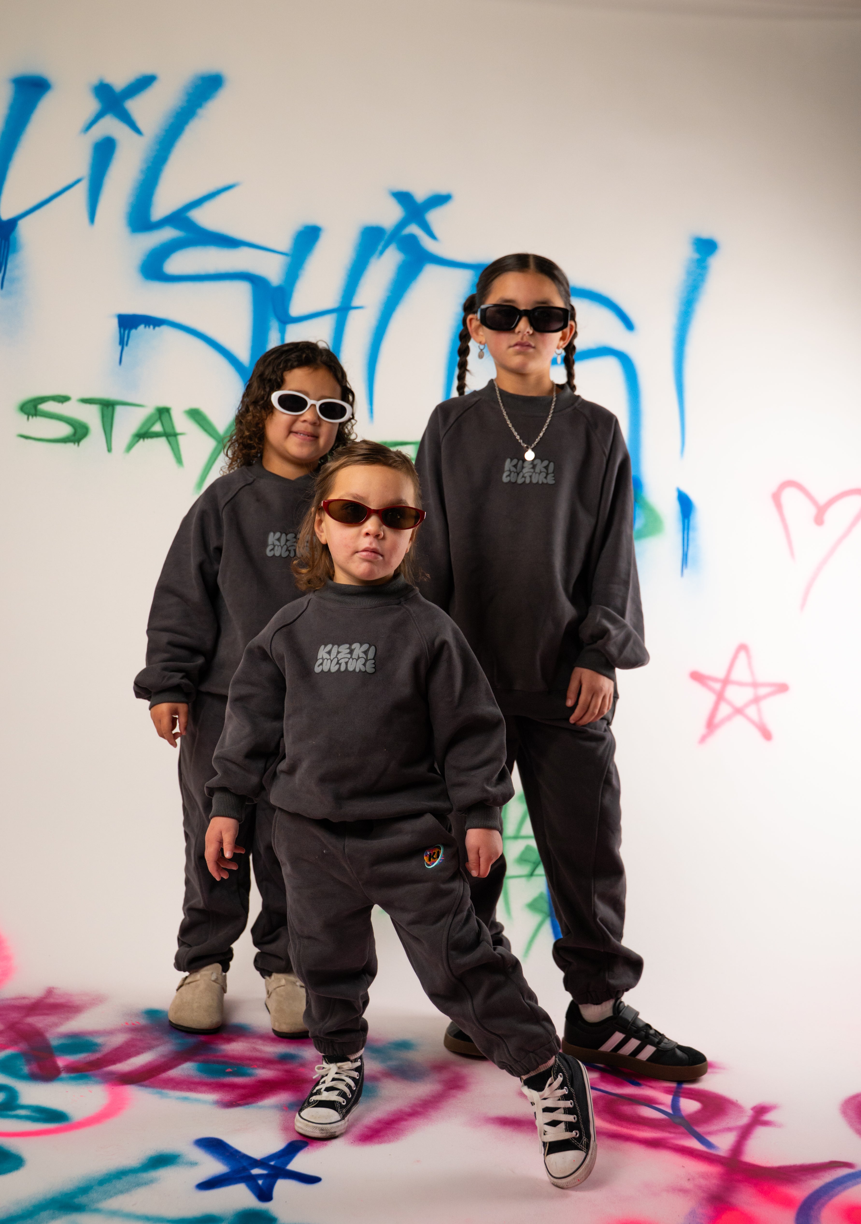 KIDS CHARCOAL GREY CREW SET