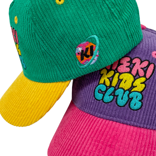 Corduroy Kids Hat - Green/Yellow