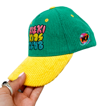 Corduroy Kids Hat - Green/Yellow