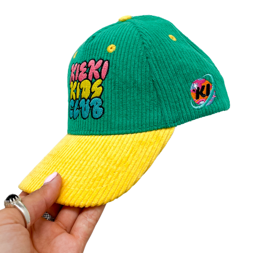 Corduroy Kids Hat - Green/Yellow