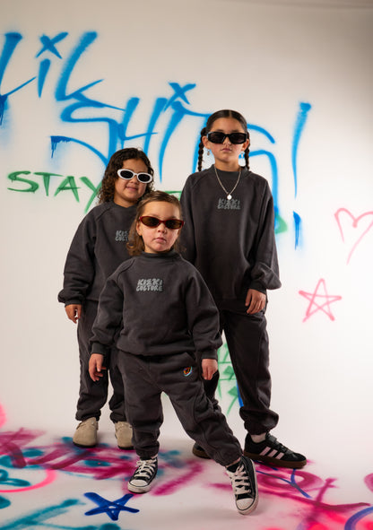 KIDS CHARCOAL GREY CREW SET